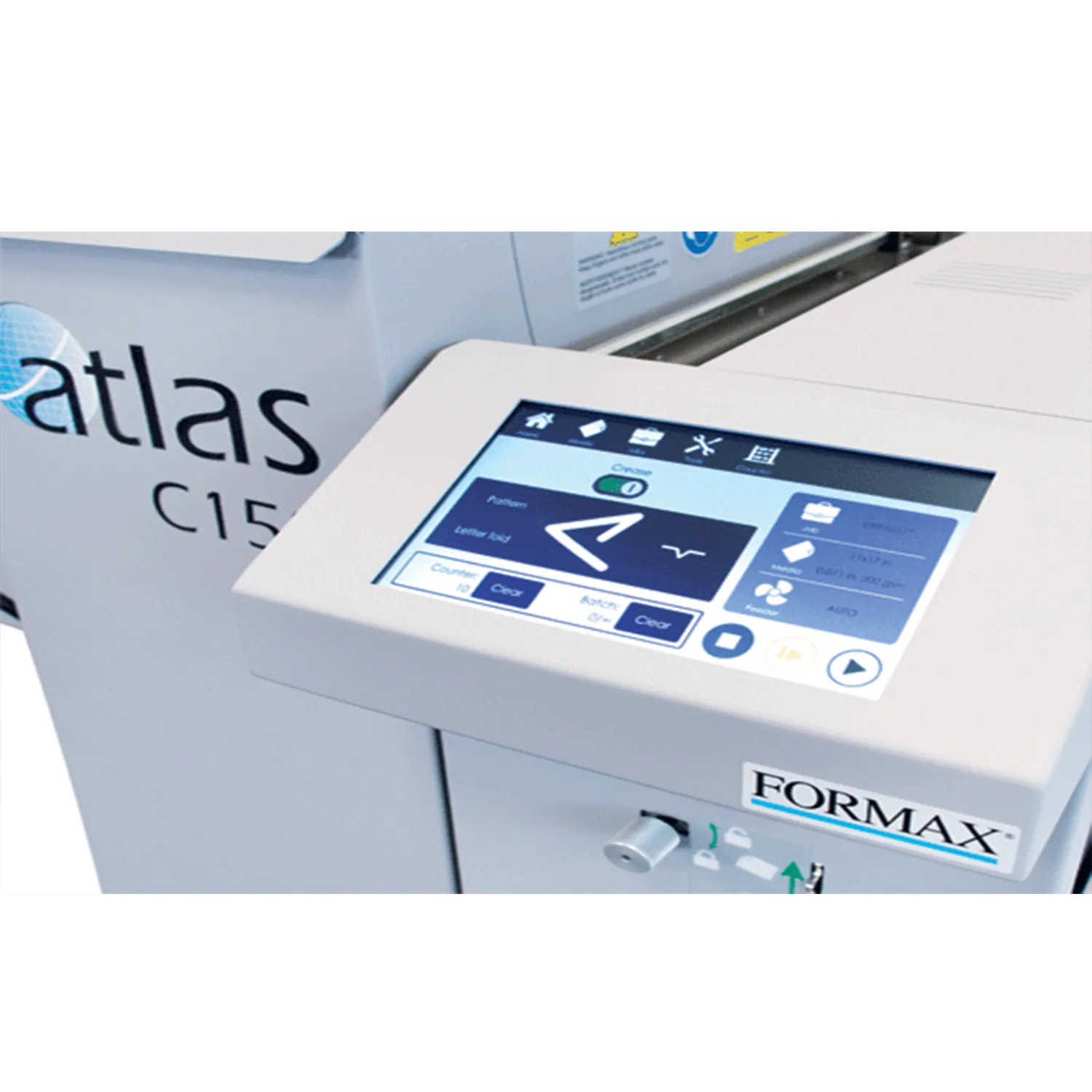 Formax Atlas C150P Automatic Paper Creasing & Perforating Machine with Pile Feeder & Accessories