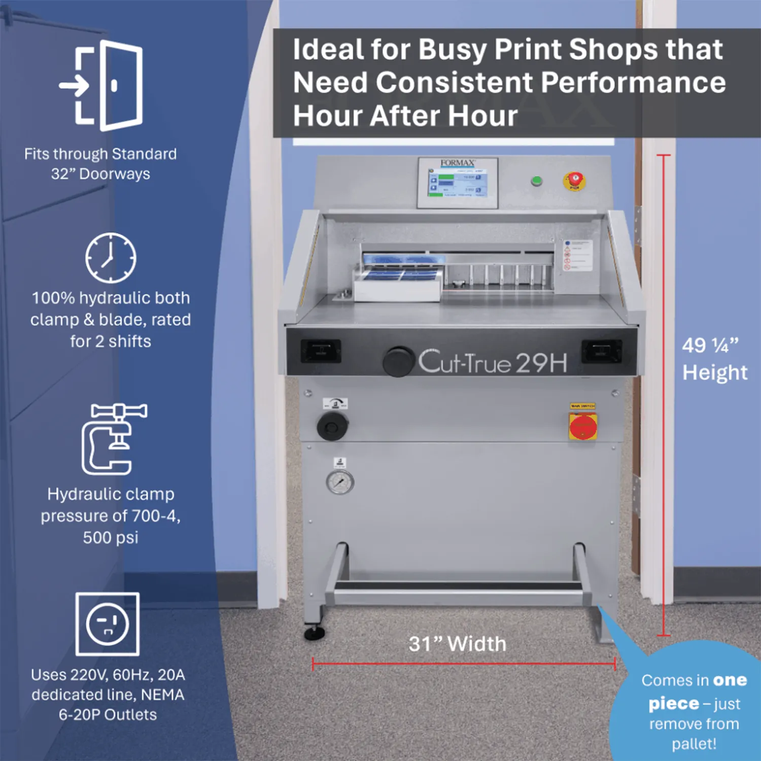 Formax Cut-True 29H Heavy-Duty Hydraulic Paper Cutter for Commercial Printing