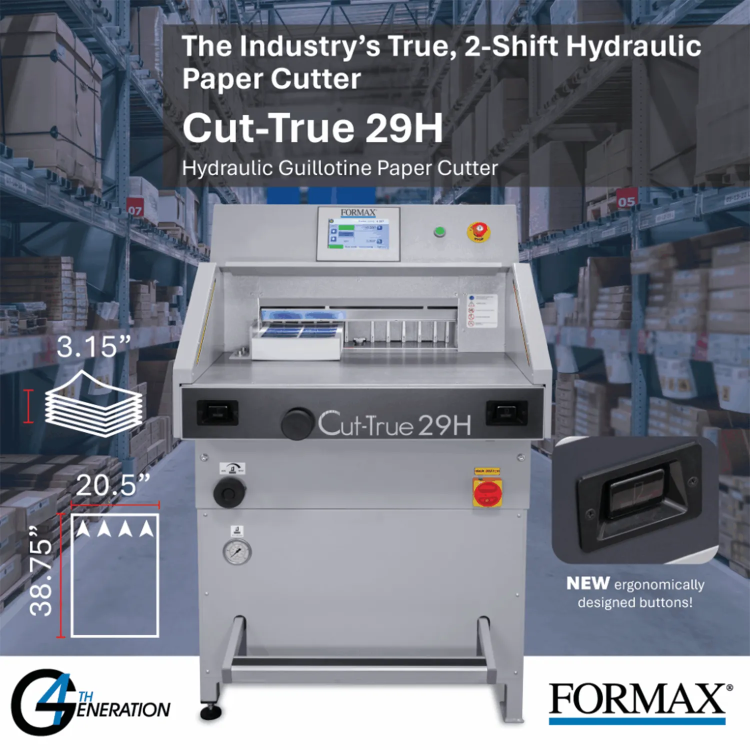 Formax Cut-True 29H Heavy-Duty Hydraulic Paper Cutter for Commercial Printing